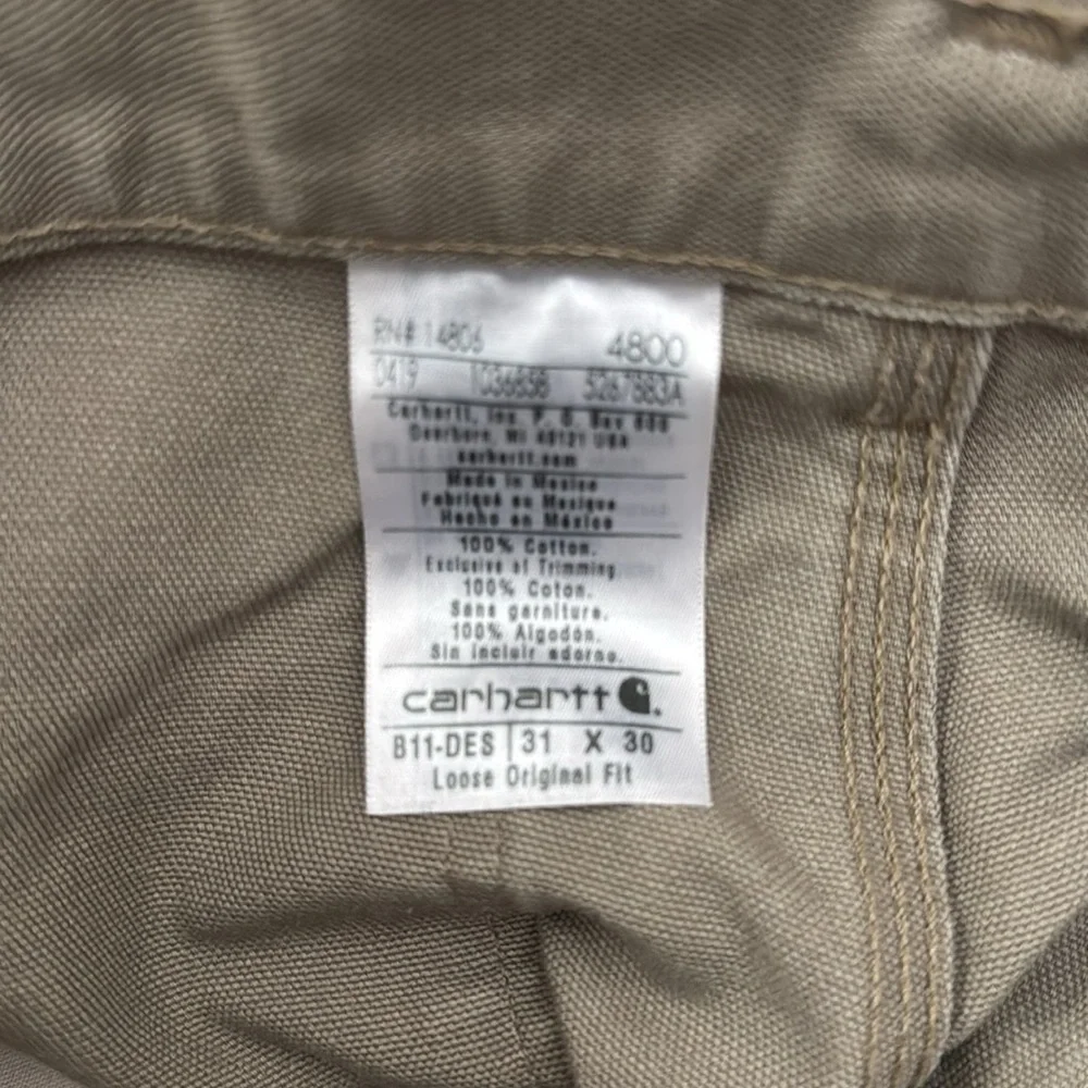 Carhartt Size 31X30 Men's Tan Carpenter Thrashed Work Pants Stained Knees